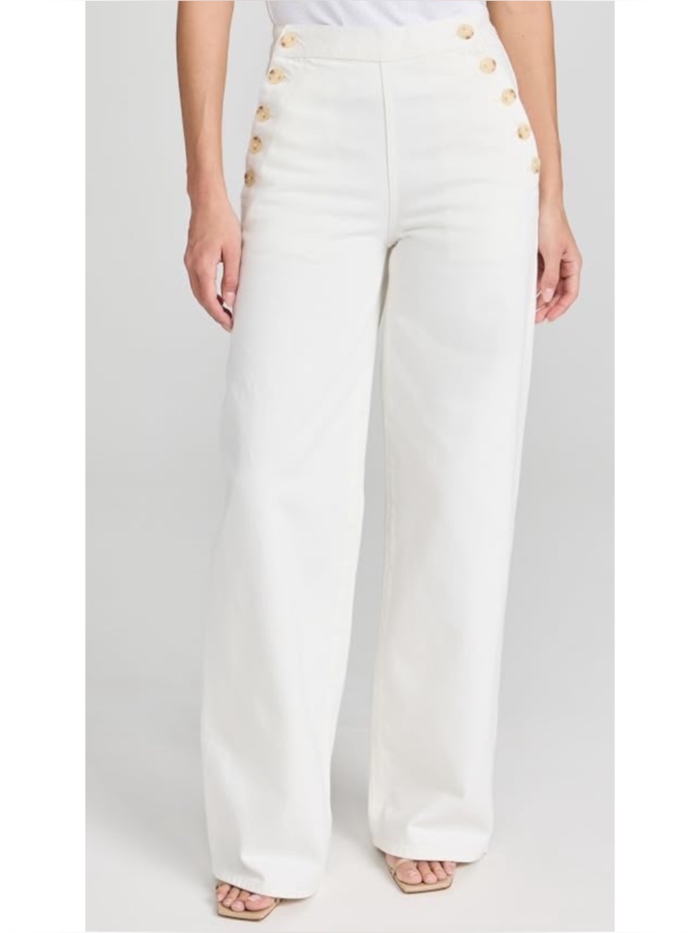 LA LIGNE | NWT Denim Sailor Pants in Soft White, Size 32